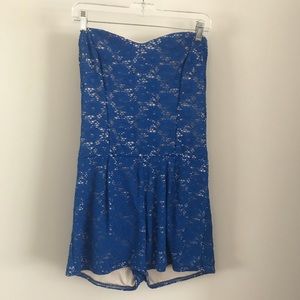 Joyce Leslie Blue Crocheted Sleeveless Romper
